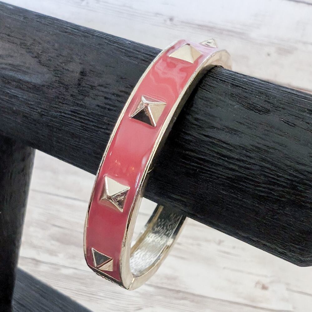 Vintage Hinged Bracelet Pink Studded Bracelet